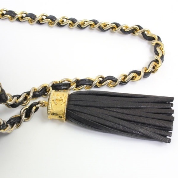 Chanel Matelasse Chain Shoulder Bag Lambskin Fringe Black - Picture 8 of 8